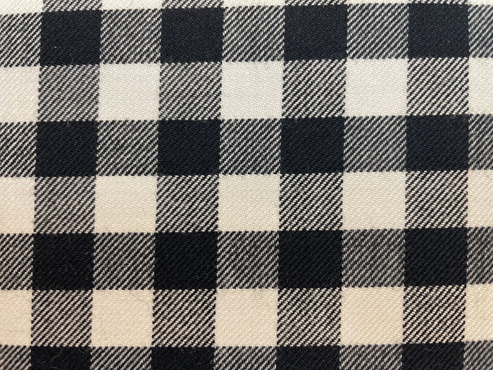 Fused Designer Fine Textured Wool Blend - Black and White Plaid