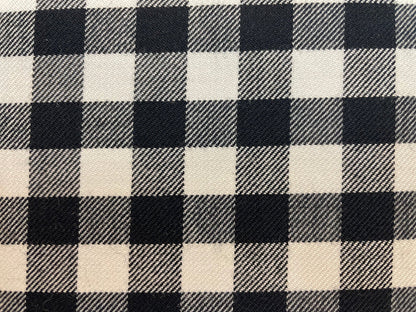 Fused Designer Fine Textured Wool Blend - Black and White Plaid