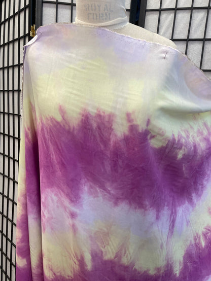 Tie Dye Rayon - Purple, Yellow and White