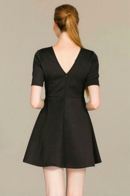 Maggie Black Crochet Trim Skater Dress