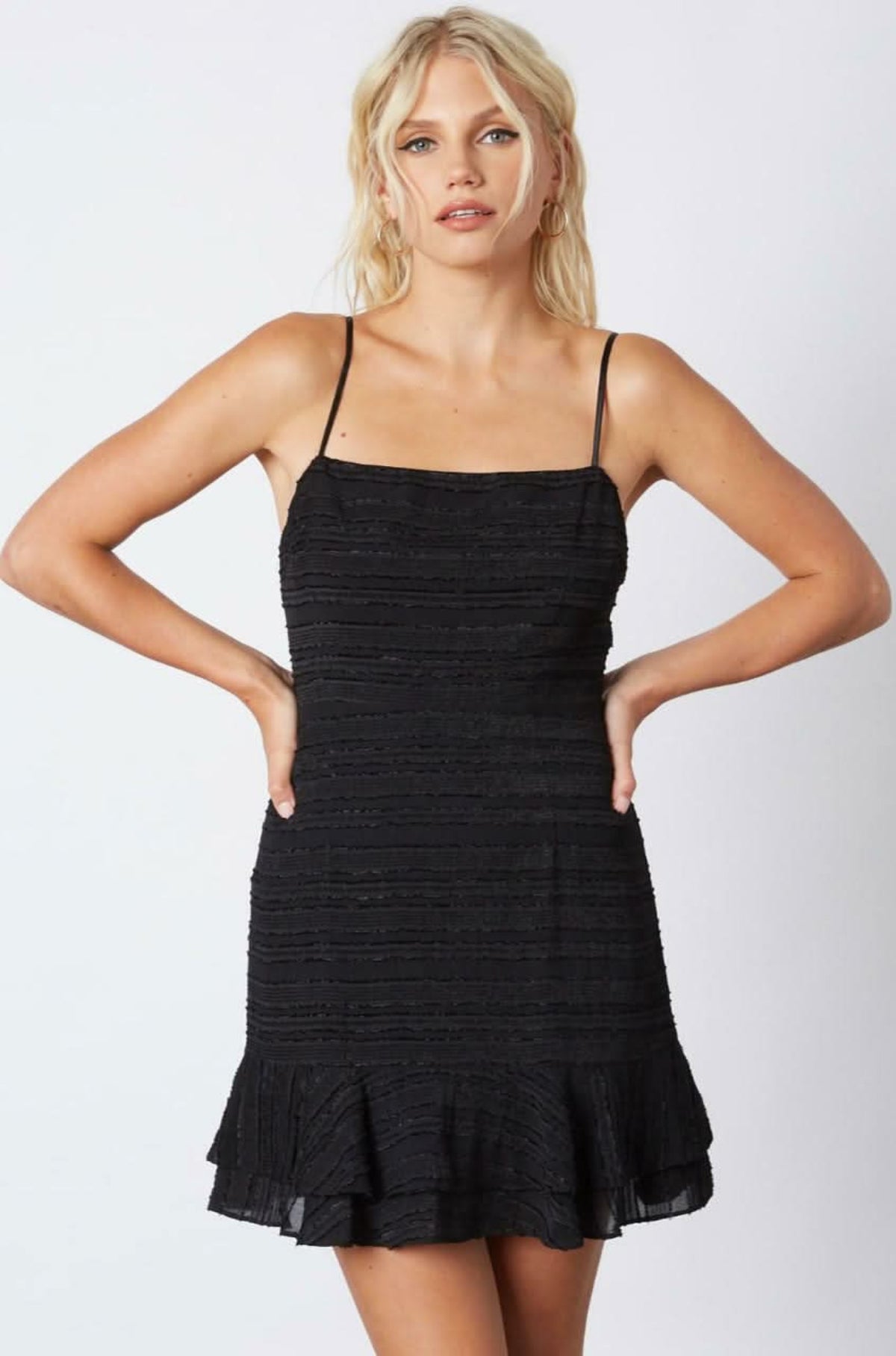 Isabella Black Ruffle Mini Dress