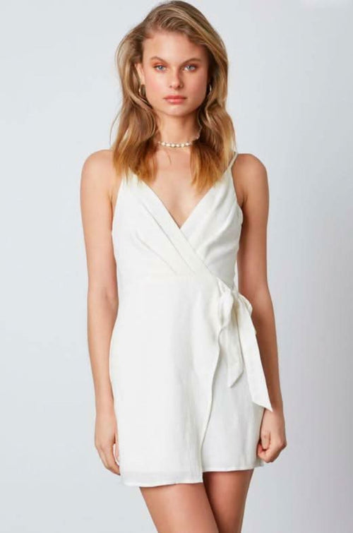 Love at First Sight White Wrap Mini Dress