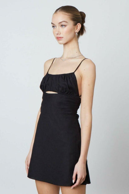 Luna Black Backless Mini Dress