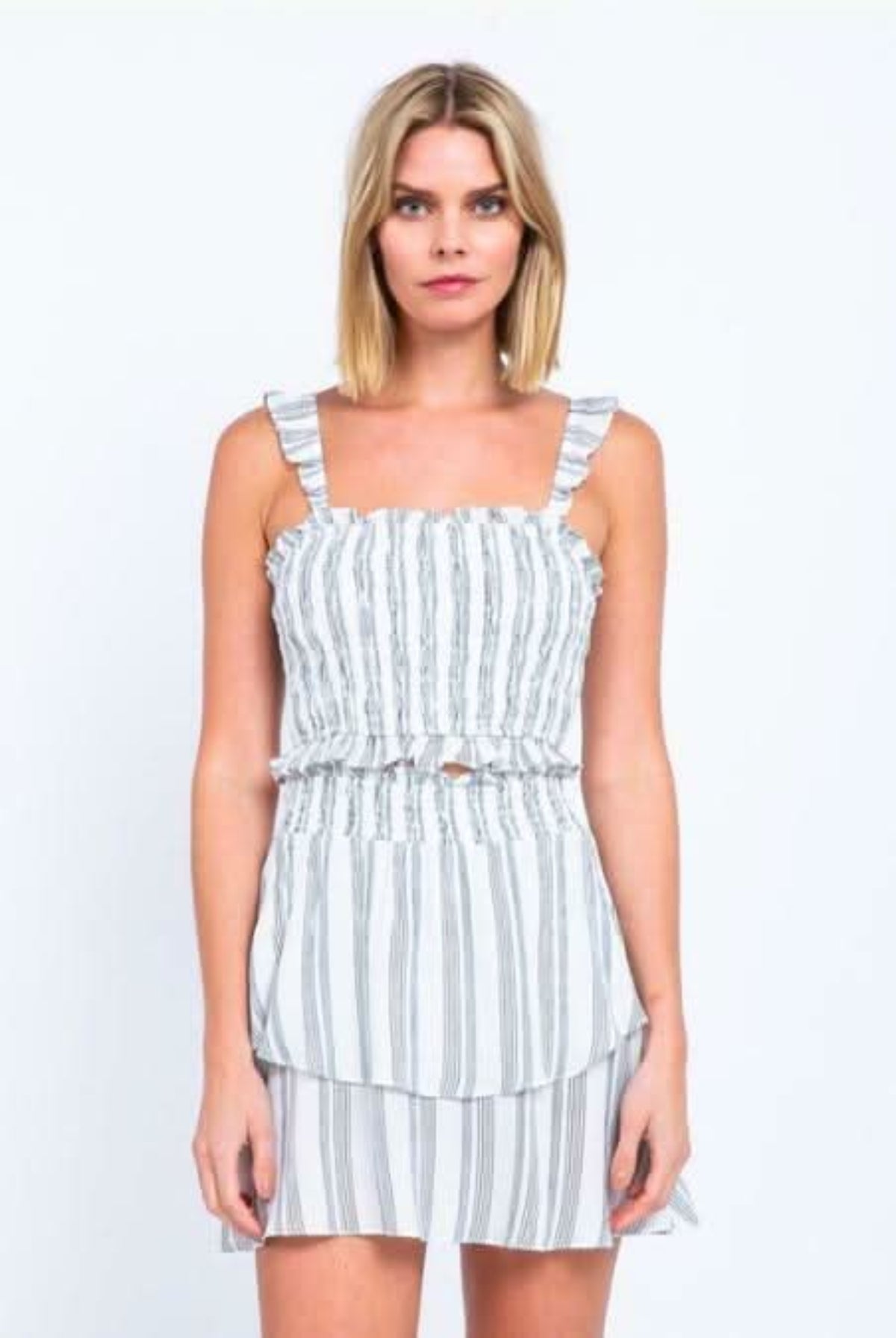 Gina White Striped Two-Piece Dress