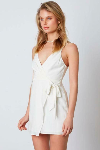 Love at First Sight White Wrap Mini Dress