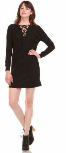 Good Vibes Black Lace Up Dress
