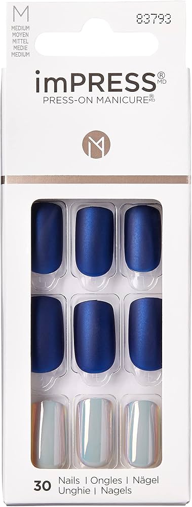 ImPRESS Press-On Manicure Blue & Silver Gel Nail Kit Daydream 83793, 1 Pack
