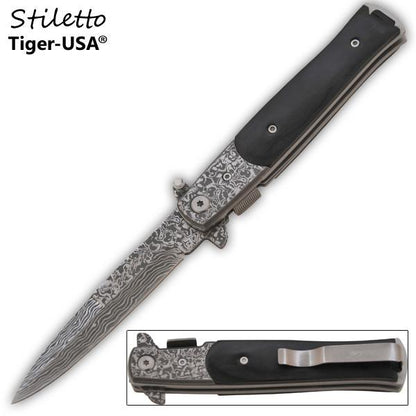 9" Stiletto Spring Assisted Folding Knife - Available in 9 Colors!!!! - AnyTime Blades