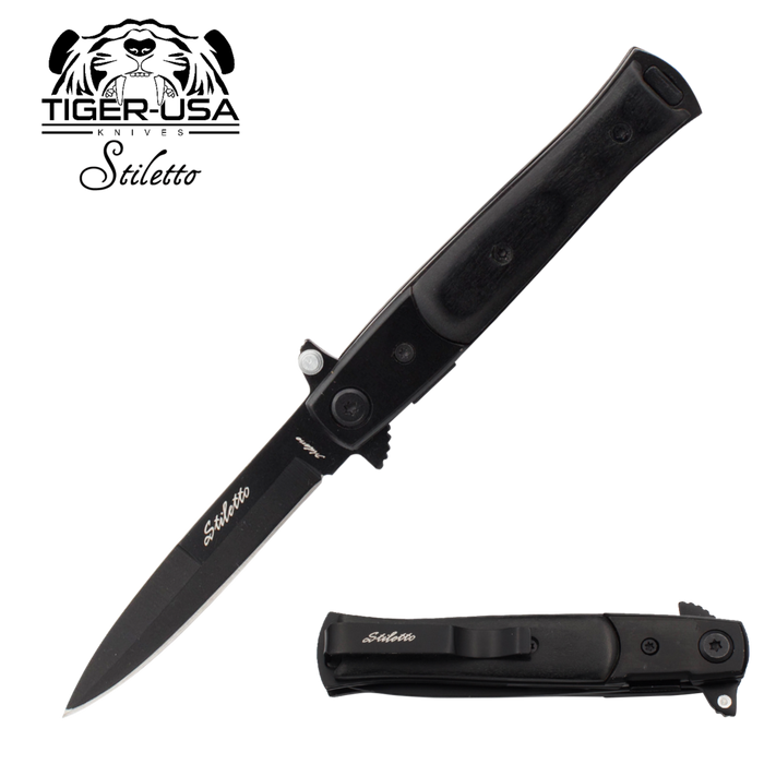 9" Stiletto Spring Assisted Folding Knife - Available in 9 Colors!!!! - AnyTime Blades