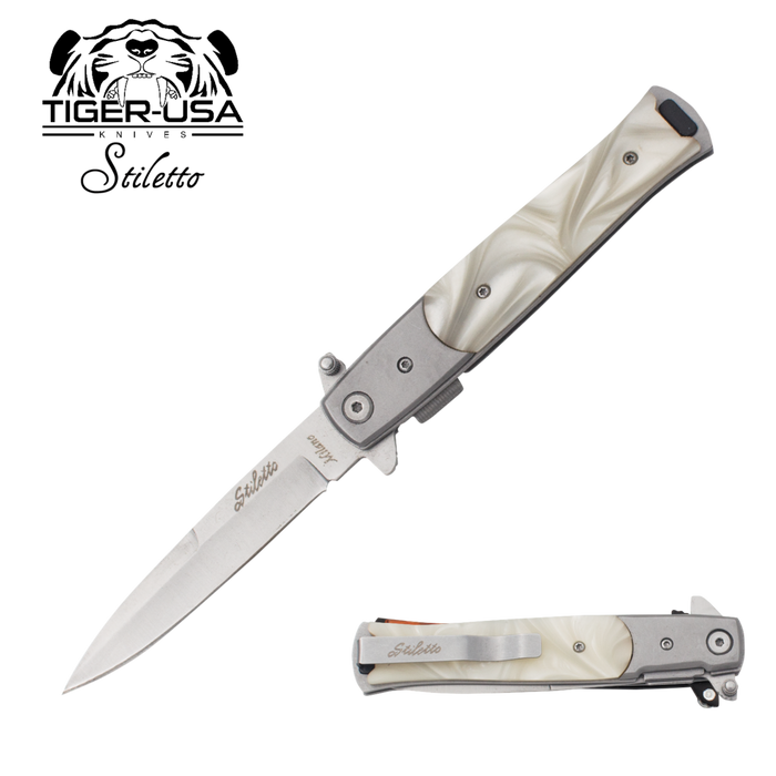 9" Stiletto Spring Assisted Folding Knife - Available in 9 Colors!!!! - AnyTime Blades
