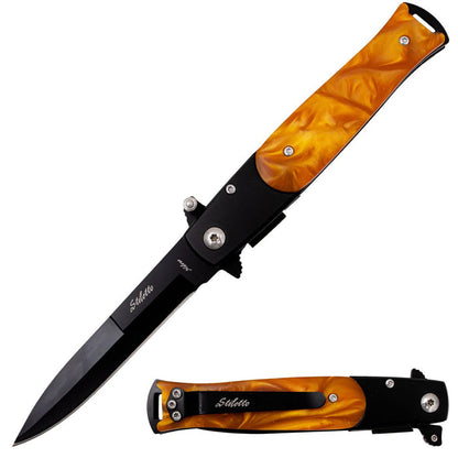 9" Stiletto Spring Assisted Folding Knife - Available in 9 Colors!!!! - AnyTime Blades