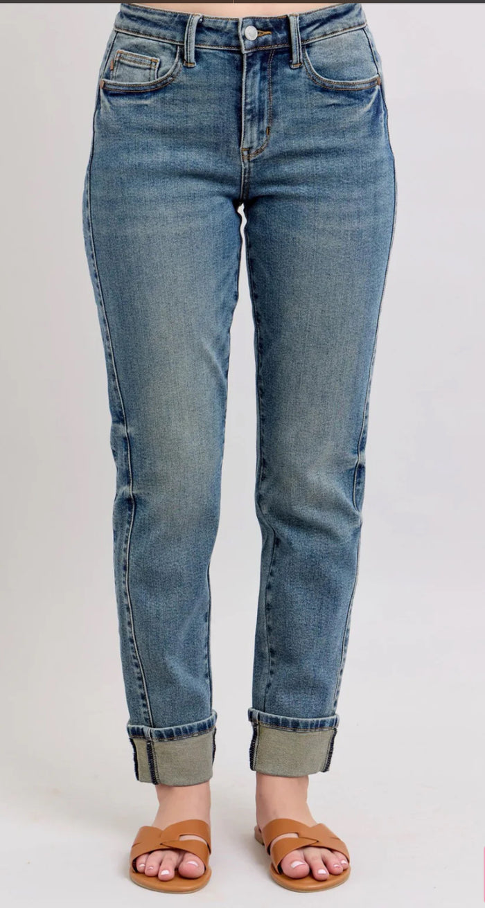Judy Blue Mid Rise Cuffed Boyfriend