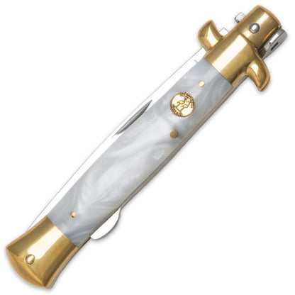 Kissing Crane Mother Of Pearl Stiletto Pocket Knife - AnyTime Blades