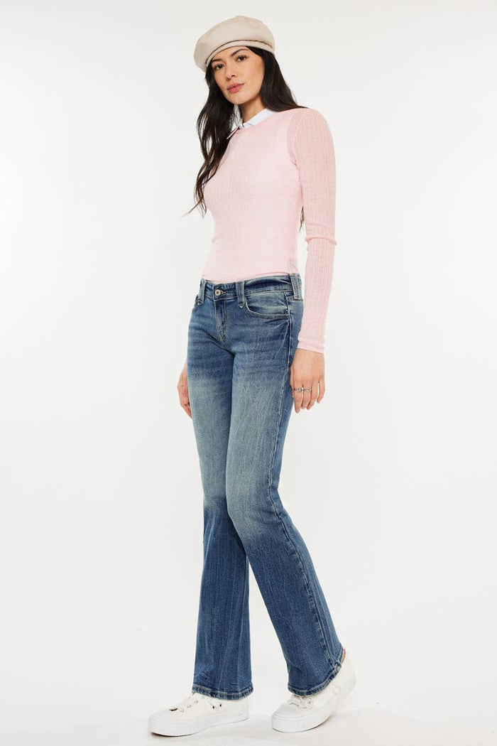 Low Rise Boot Cut Jeans Medium Wash