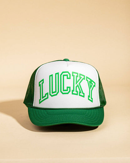 Ascot + Hart Lucky Trucker hat featuring a classic trucker cap design with mesh back and embroidered logo on the front.