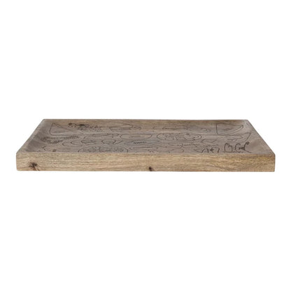 Mango Wood Cheese/Serving Board with Etched Charcuterie Spread