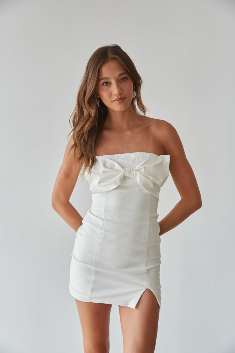 Mina Strapless Bow Bodycon Mini Dress