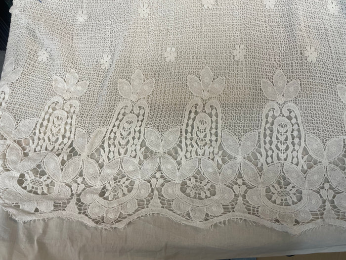 Modern Cotton Geometric Lace - Bright White
