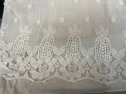 Modern Cotton Geometric Lace - Bright White