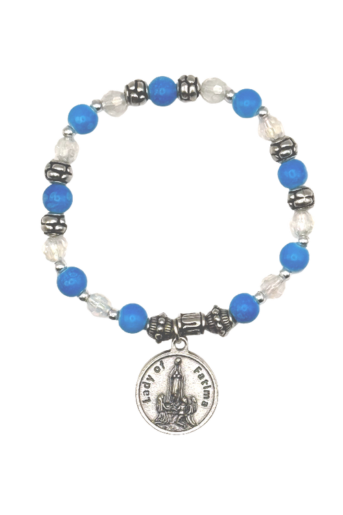 Our Lady of Fatima Italian Beaded Charm Bracelet