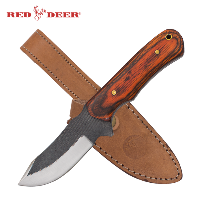 Pakka Hunter Red Deer® Full Tang File Steel Nessmuk Back Pakka Wood Hunting Knife - AnyTime Blades