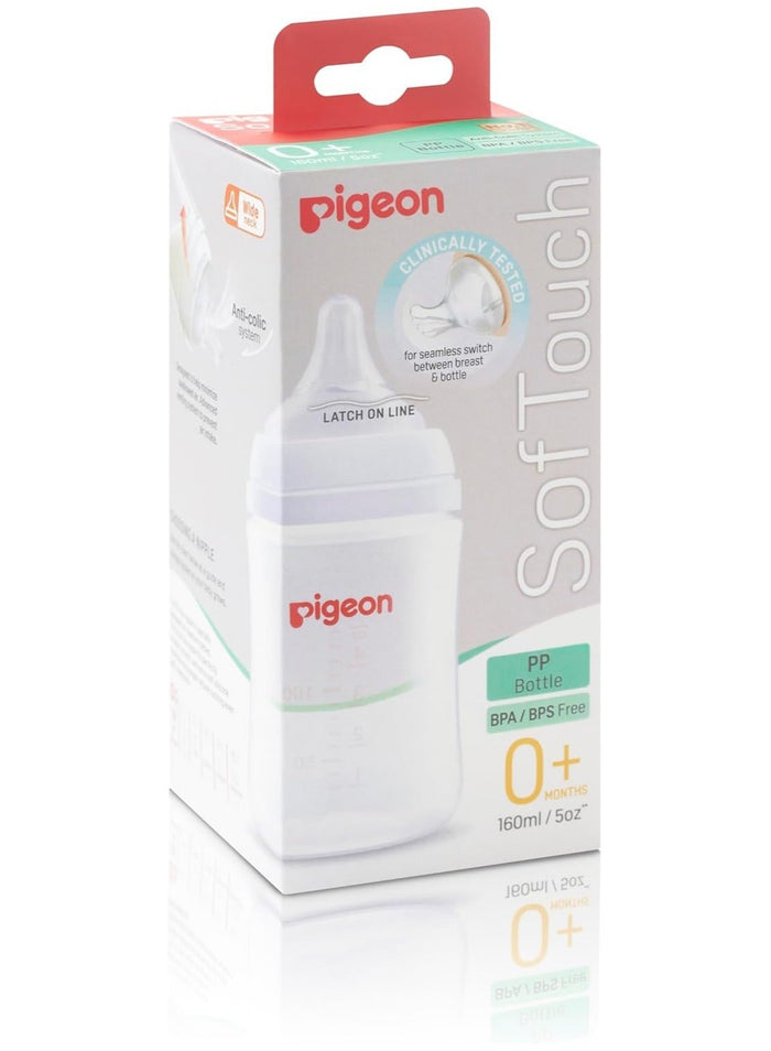 Pigeon SofTouch White 160ml Anti-Colic Nursing Bottle (0+ Months), 1 Piece