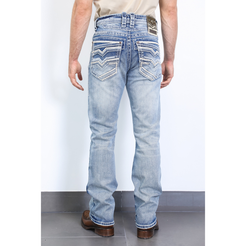 Platini Holt Men's Light Blue Slim Boot Cut Jeans
