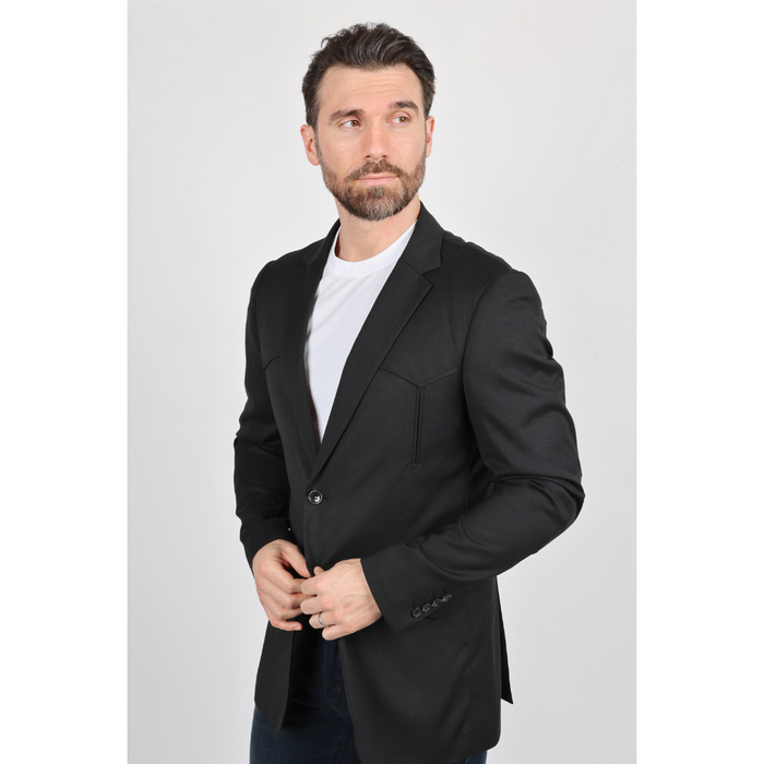 Platini Men's Black Western Sport Coat w/ Elbow Patch - Black