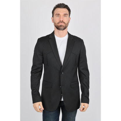 Platini Men's Black Western Sport Coat w/ Elbow Patch - Black