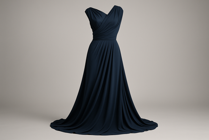 a fancy floy dress with Poly Matte Jersey- Dark Navy