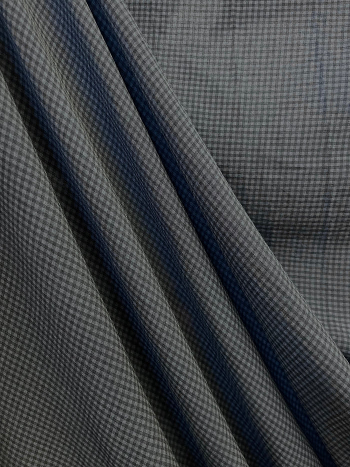 Poly Rayon Plaid - Navy &  Grey