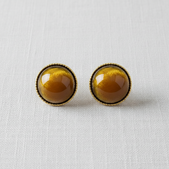 Round Tiger's Eye Stud Earrings