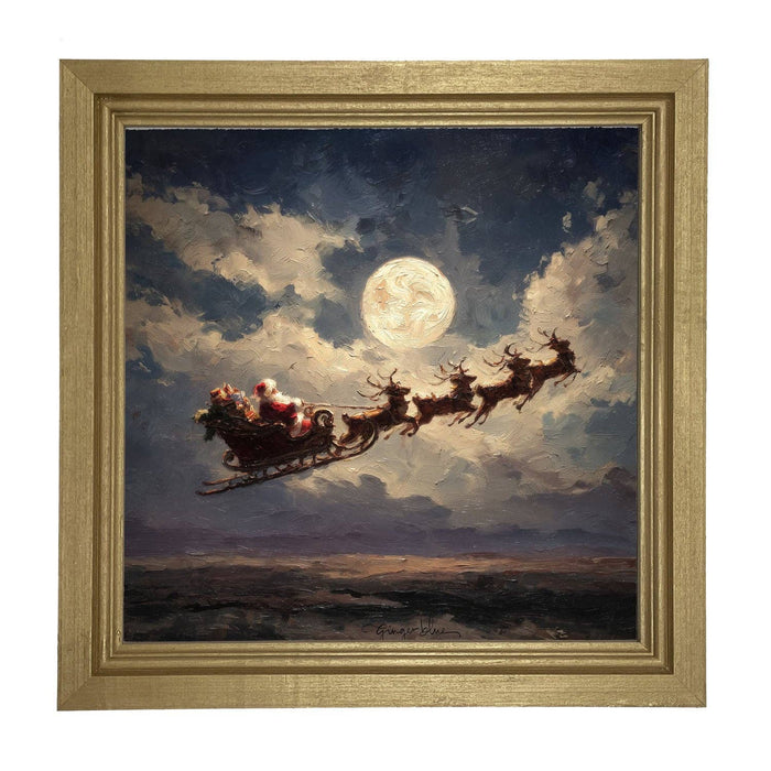 Santa Flying under Full Moon