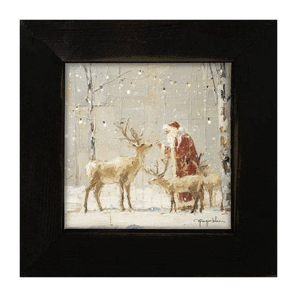 Santa Visiting Reindeer under Lights