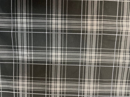 Stretch Cotton Plaid Print- Charcoal, Grey & White