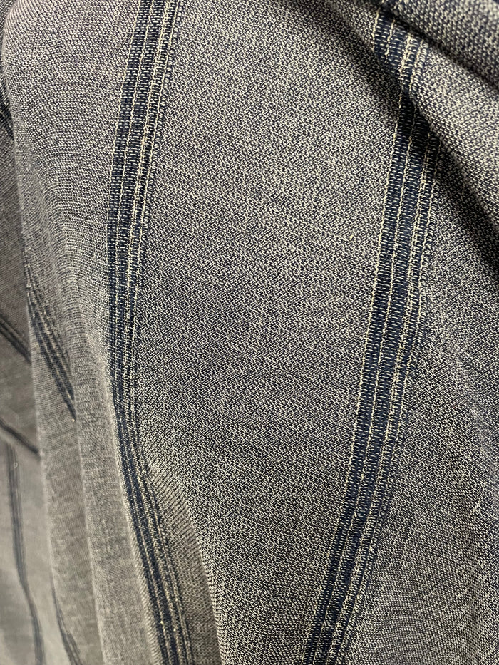 Stripe Print Cotton Voile - Navy & White