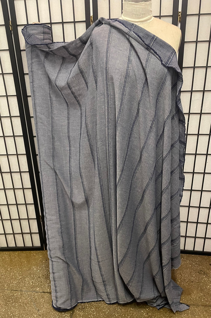 Stripe Print Cotton Voile - Navy & White