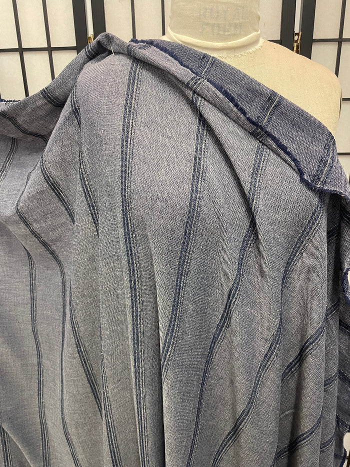 Stripe Print Cotton Voile - Navy & White