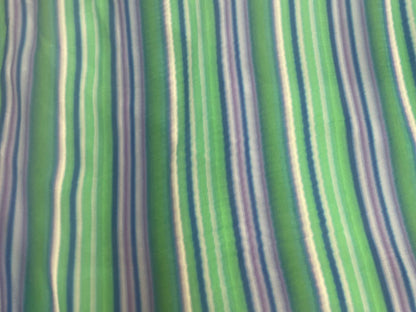 Stripe Rayon Print - Green, Blue, Purple & White