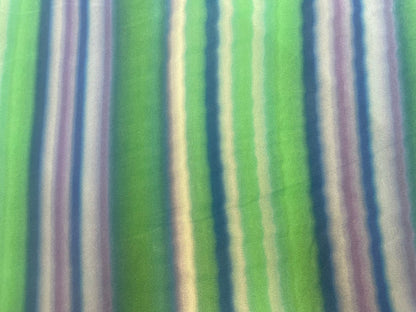 Stripe Rayon Print - Green, Blue, Purple & White
