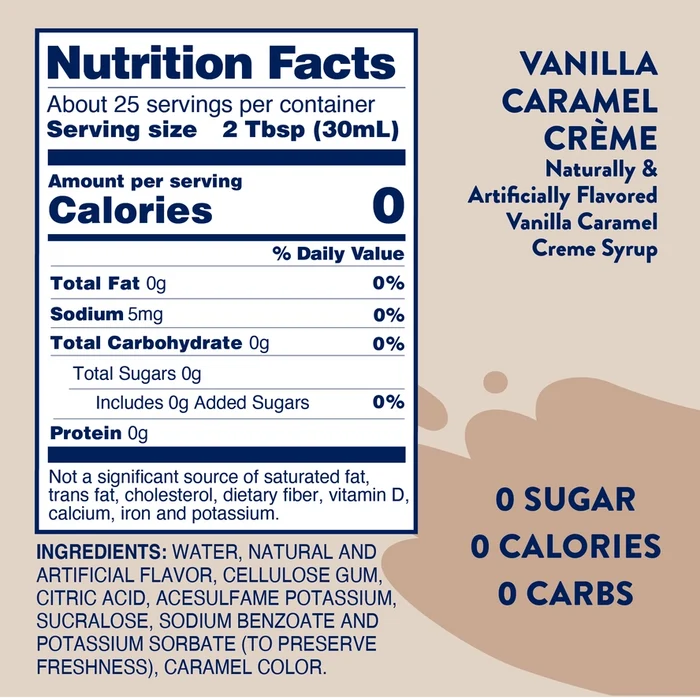 Sugar Free Vanilla Caramel Creme Syrup