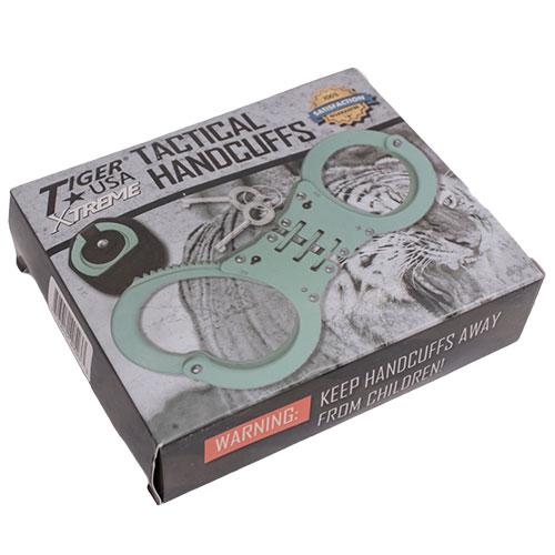 Teal Hinged Solid Steel Handcuffs - AnyTime Blades