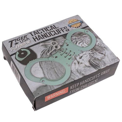 Teal Hinged Solid Steel Handcuffs - AnyTime Blades