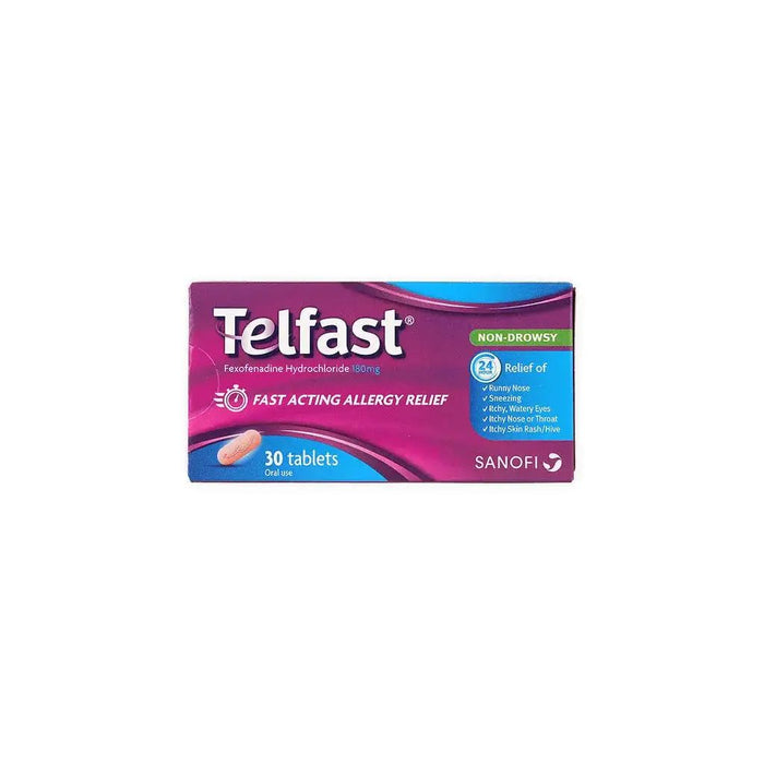Telfast 180mg Fexofenadine Hydrochloride Tablets, 30 Tablets - Makkah Pharmacy