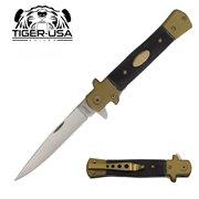 9 Inch Eurotop Stiletto Knife- Wood Handle Available in 5 Colors - AnyTime Blades