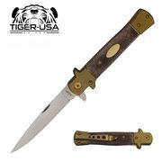 9 Inch Eurotop Stiletto Knife- Wood Handle Available in 5 Colors - AnyTime Blades