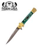 9 Inch Eurotop Stiletto Knife- Wood Handle Available in 5 Colors - AnyTime Blades