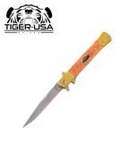 9 Inch Eurotop Stiletto Knife- Wood Handle Available in 5 Colors - AnyTime Blades