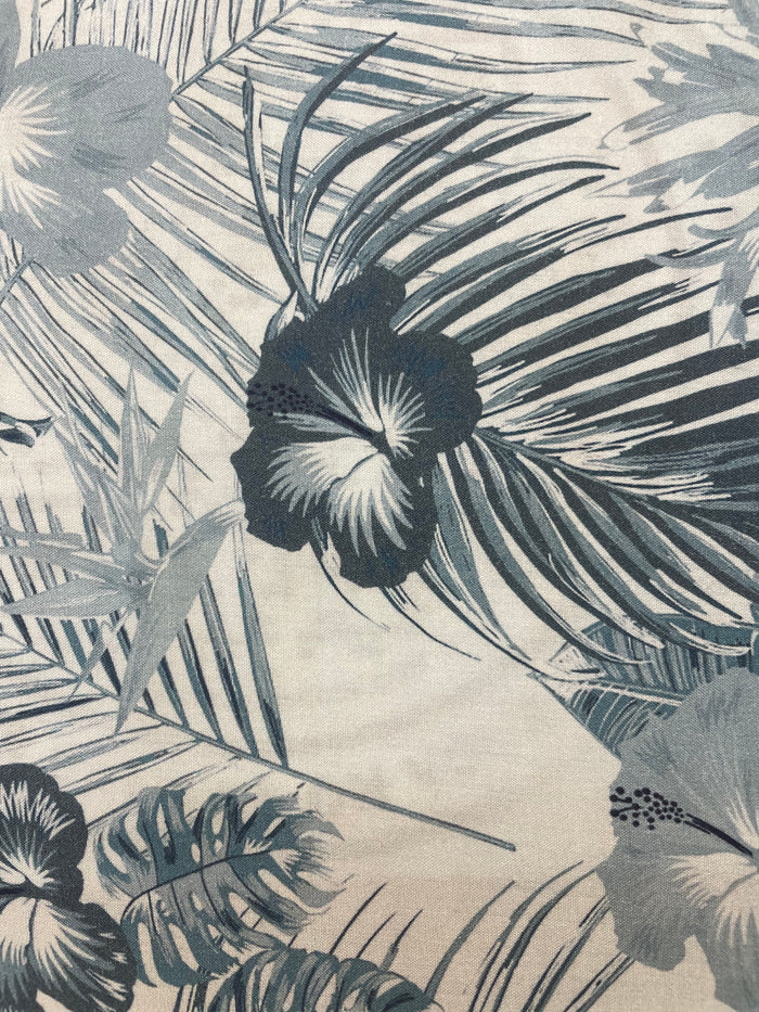 Tropical Rayon Print - Turquoise & Navy