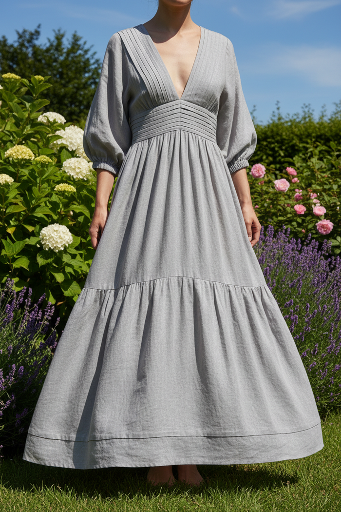Viscose Italian Textured Linen - Dove Grey